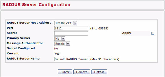 RADIUS Server Configuration-Server Added