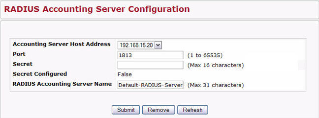 RADIUS Accounting Server Configuration-Server Added