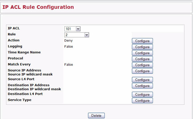 IP ACL Rule Configuration (Extended ACL Rule)