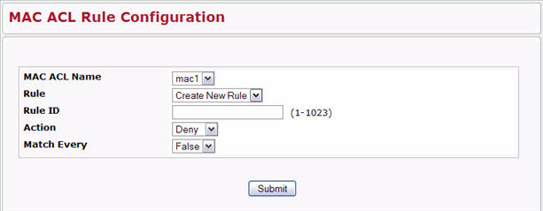 MAC ACL Rule Configuration (Create Rule)