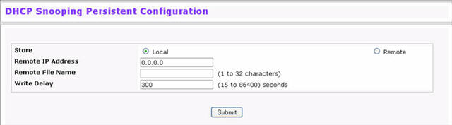 DHCP Snooping Persistent Configuration