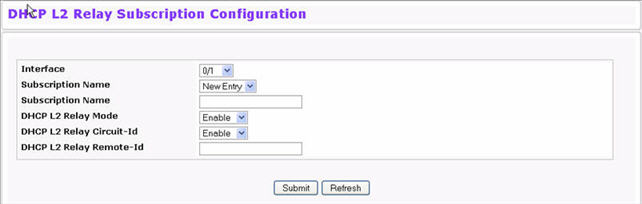 DHCP L2 Relay Subscription Configuration