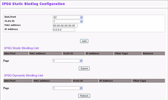 IPSG Binding Configuration