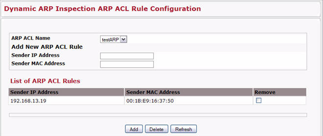 Dynamic ARP Inspection ARP ACL Rule Configuration