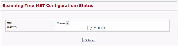 Spanning Tree MST Configuration/Status