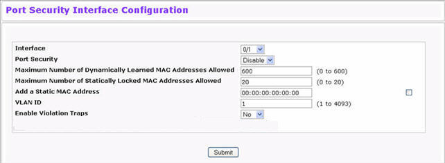 Port Security Interface Configuration