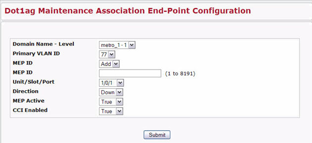 Dot1ag MEP Configuration