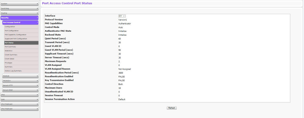 Port Access Control Status-MAC-based Control Mode