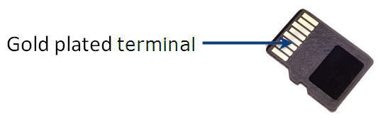 Gold plated terminal of microSD disk