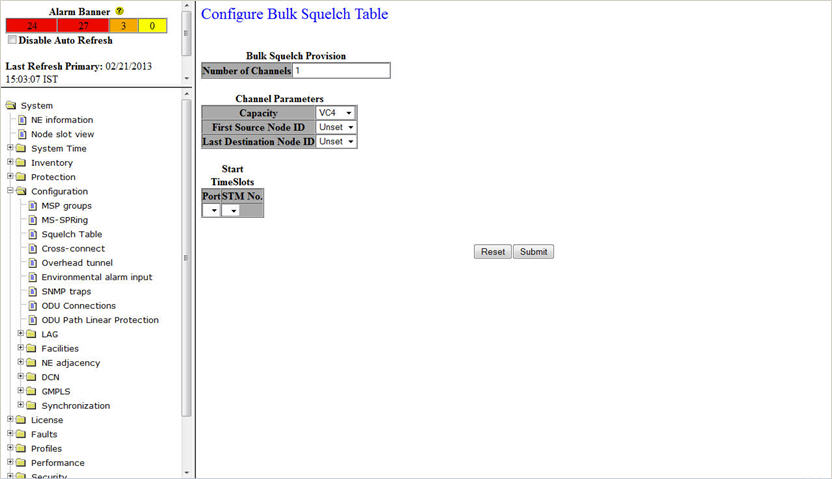 Configure Bulk Squelch Table