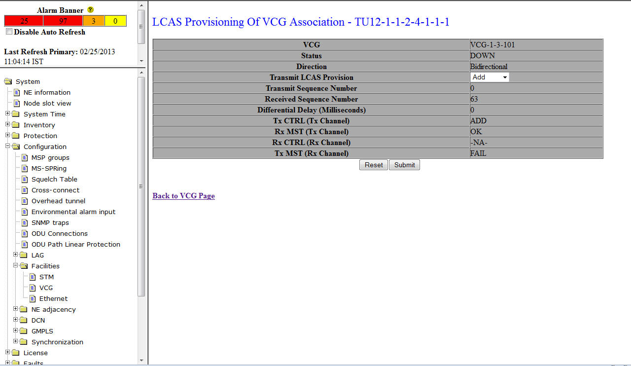 LCAS Provisioning Of VCG Association