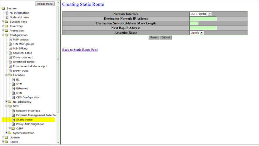 Creating Static Route