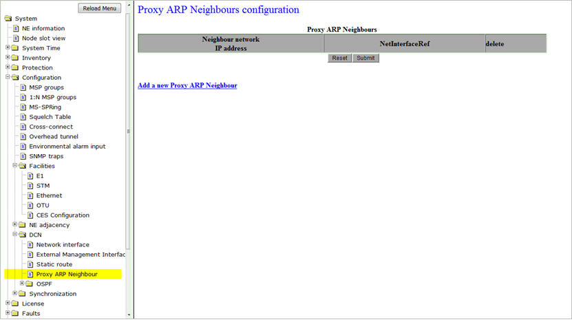 Proxy ARP Neighbours configuration