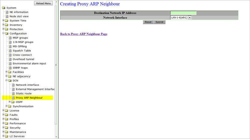 Creating Proxy ARP Neighbour