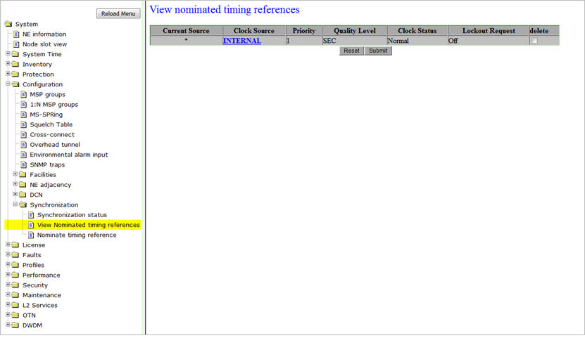 View nominated timing references