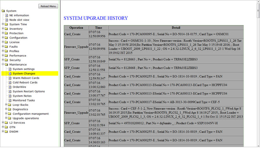 System Upgrade History