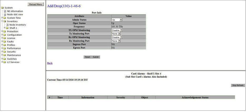 Add/Drop Port Info- MDU8-D Card