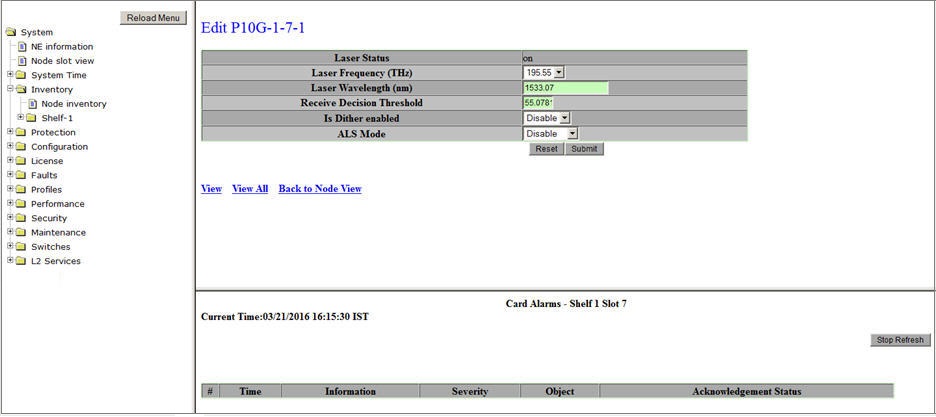 Edit Laser Details- Tunable XFP