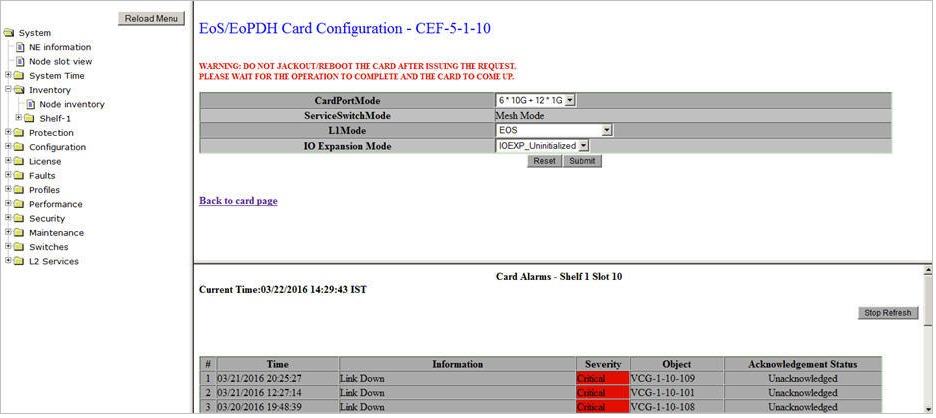 Card Configuration- CEF-5 Card