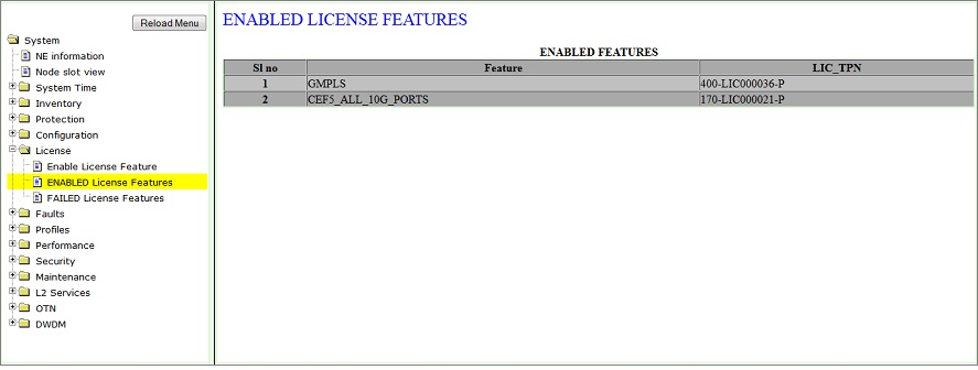 Enabled License Features