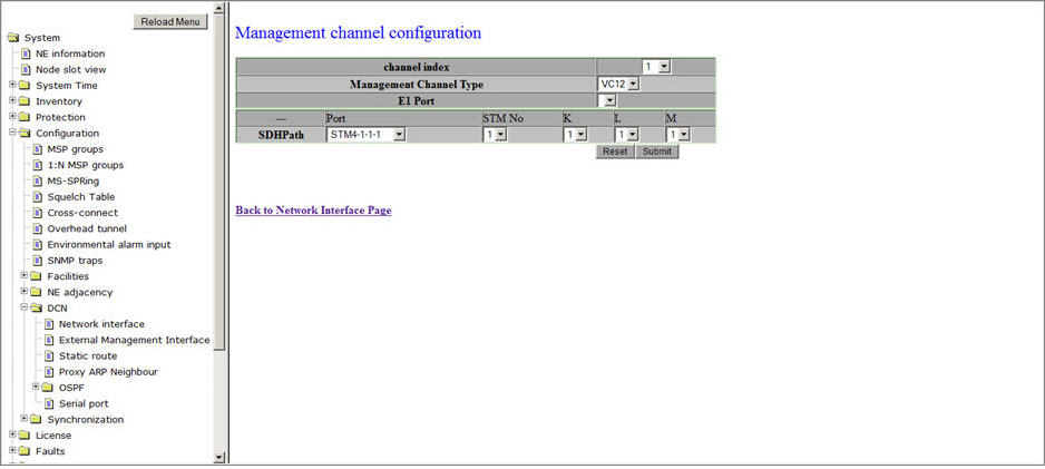 Management channel configuration