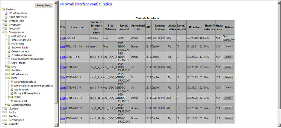 Network interface configuration