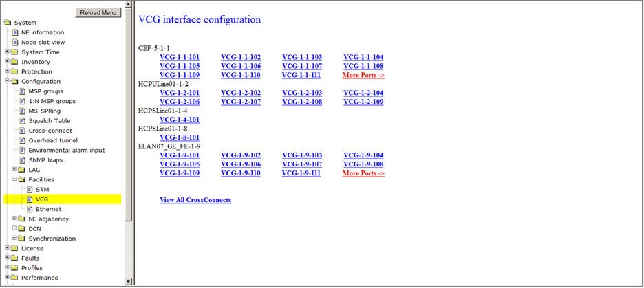 VCG interface configuration