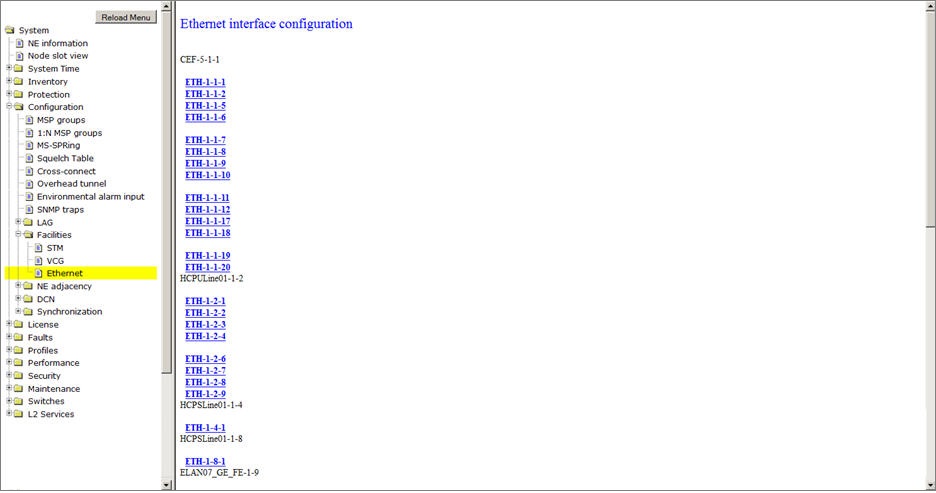 Ethernet interface configuration