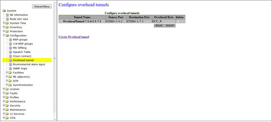 Configure overhead tunnels