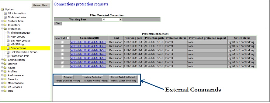 Connections protection requests- External Commands