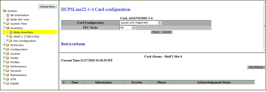 Card configuration- HCPSLine22 Card