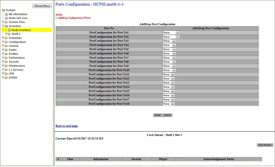 Port Configuration- HCPSLine08 card