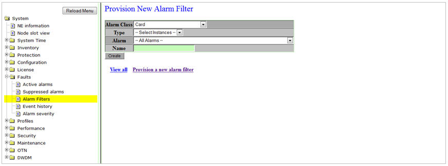 Provision New Alarm Filter