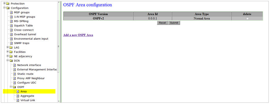 OSPF Area configuration