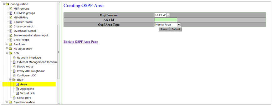 Creating OSPF Area