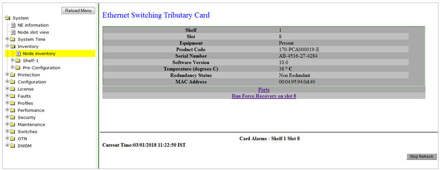 Ethernet Switching Tributary Card