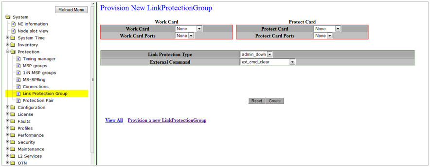 Provision New LinkProtectionGroup