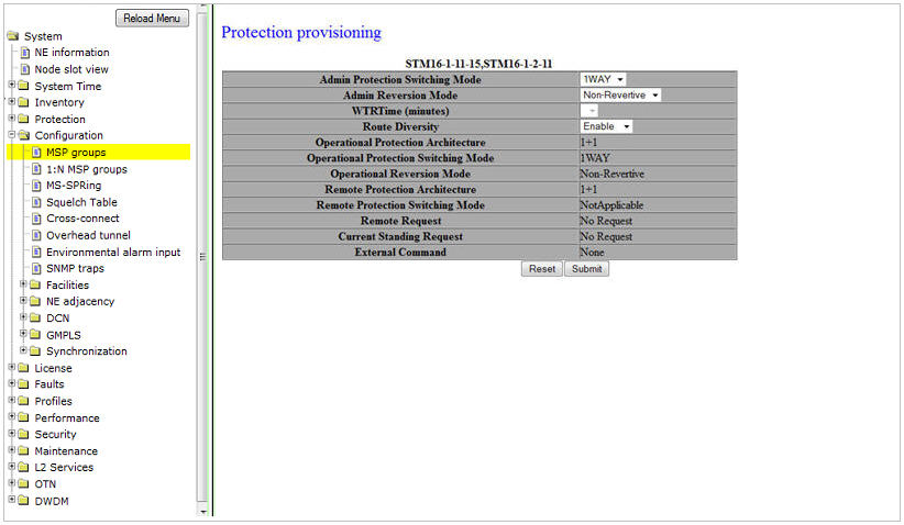 Protection provisioning page