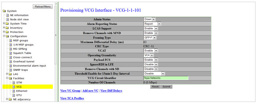 Provisioning VCG Interface