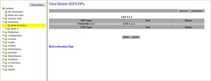 View/Delete SFP/CFP's