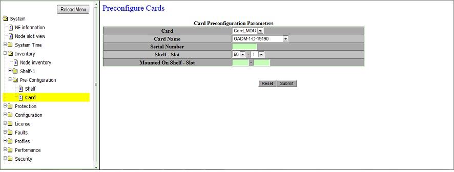 Preconfigure Cards