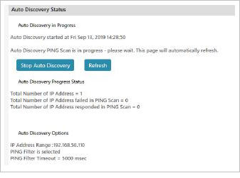 Auto discovery status