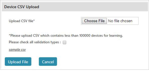 Device csv upload