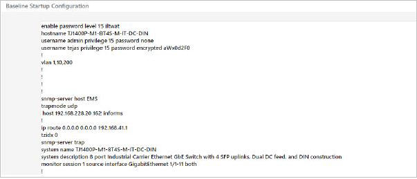 Baseline startup configuration