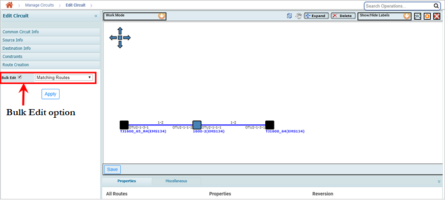 Bulk edit option while editing circuit