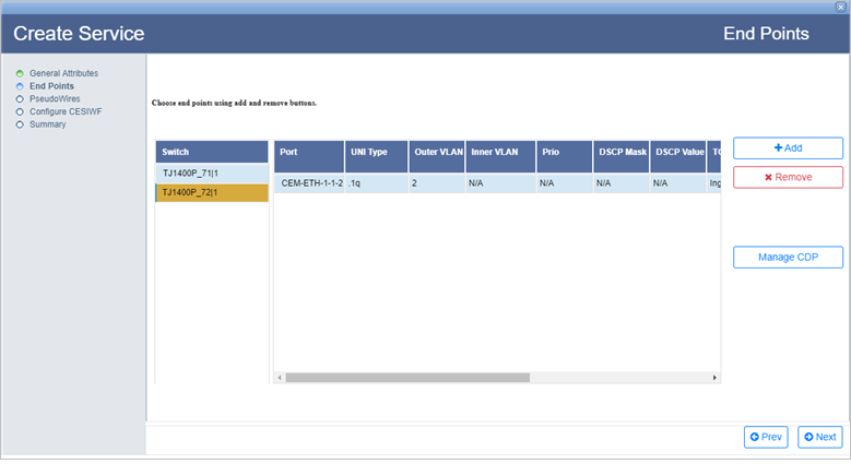 Create CEM Service- Step 2 (End Points added)