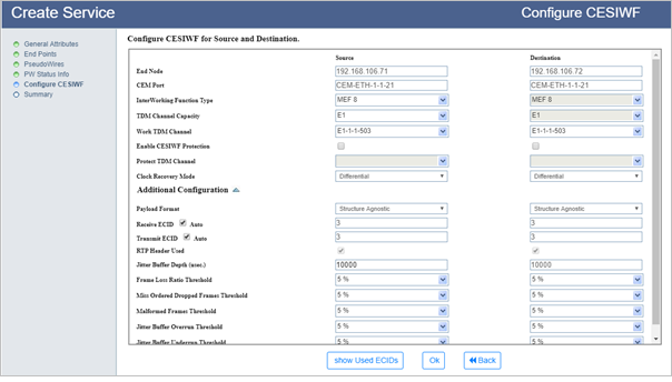 Create CEM Service- Step 4 (Configure CESIWF for Source & Destination)