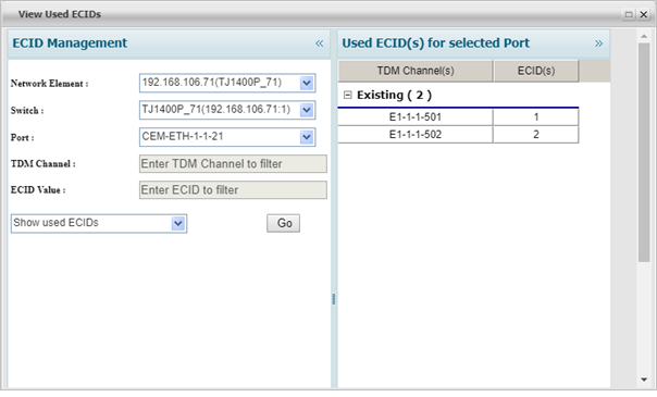 Create CEM Service- Show Used ECIDs window