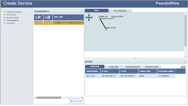 Create Service- Step 4 (PseudoWire- Auto Path)