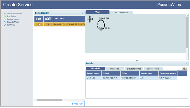 Create MPLS-TP ELINE Dual Homed services over a single switch- Step 4 (Pseudowires)